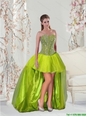 2015 Detachable Beading and Ruffles Yellow Green Dresses for Quince