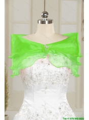 2015 Detachable Spring Green Quinceanera Dresses with Beading and Ruffles