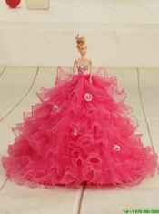 2015 Spring Detachable Hot Pink Sweet 16 Dresses with Beading and Ruffles