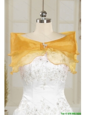 2015 Spring Yellow Sweet 15 Dresses with Beading and Ruffles