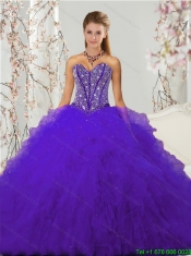 Detachable and Custom Made Purple Sweet 16 Dresses with Beading and Ruffles