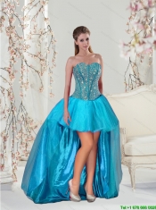 Detachable Aqua Blue Sweet 15 Dresses with Beading and Ruffles for 2015