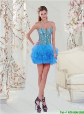 Detachable Aqua Blue Sweet 16 Dresses with Beading and Ruffles