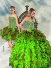 Detachable Beading and Ruffles Multi Color Dresses for Quince
