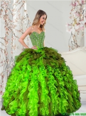 Detachable Beading and Ruffles Multi Color Dresses for Quince