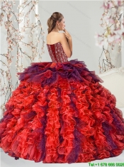 Detachable Beading and Ruffles Multi Color Quince Dresses for 2015