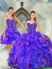 Detachable Beading and Ruffles Quince Dresses in Purple and Blue for 2015 Detachable Beading and Ruffles Quince Dresses in Purple and Blue for 2015
