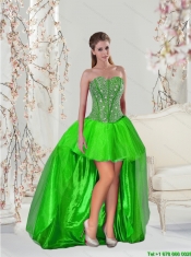 Detachable Beading and Ruffles Quince Dresses in Spring Green for 2015