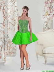 Detachable Beading and Ruffles Quince Dresses in Spring Green for 2015