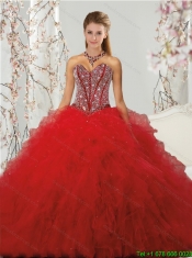 Detachable Beading and Ruffles Red Dresses for Quinceanera