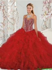 Detachable Beading and Ruffles Red Dresses for Quinceanera