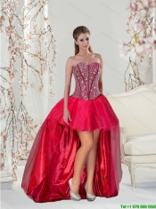 Detachable Beading and Ruffles Red Quinceanera Dresses for 2015