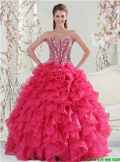 Detachable Beading and Ruffles Red Quinceanera Dresses for 2015