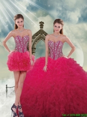 Detachable Beading and Ruffles Red Sweet 16 Dresses