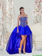 Detachable Beading and Ruffles Sweet 16 Dresses in Royal Blue for 2015