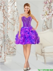 Detachable Blue and Lavender Dresses for Quince with Beading and Ruffles