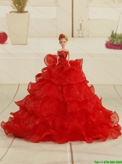 Detachable Hot Pink Quince Dresses with Beading and Ruffles for 2015