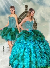 Detachable Multi Color Beading and Ruffles Sweet 15 Dresses for 2015