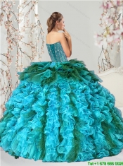 Detachable Multi Color Beading and Ruffles Sweet 15 Dresses for 2015