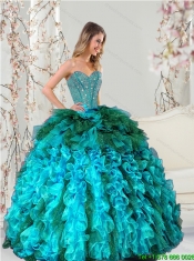 Detachable Multi Color Beading and Ruffles Sweet 15 Dresses for 2015