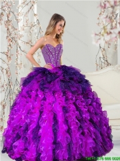 Detachable Multi Color Sweet 16 Dresses with Beading and Ruffles for 2015