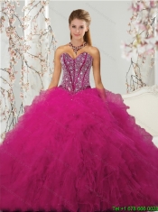 Unique and Detachable Beading and Ruffles Dresses for Quince in Red for 2015