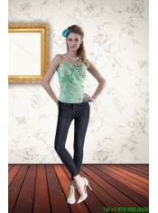 2015 Cheap Aqua Blue Corset with Appliques and Beading