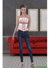 2015 Impressive White Strapless Corset With Embroidery