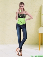 Embroidery and Flowers Sweetheart Corset in Spring Green