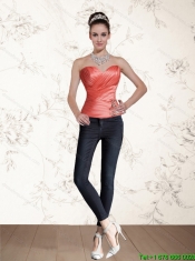 Popular Sweetheart Embroidery and Ruffles Corset in Watermelon