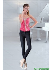 The Most Popular Sweetheart 2015 Hot Pink Corset with Beading