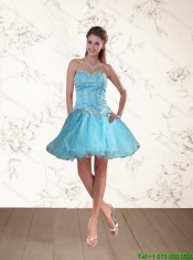 2015 Baby Blue Sweetheart Multi Color Dama Dresses with Ruffles and Beading