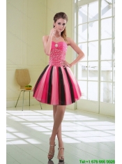 2015 Beautiful Multi Color Beaded Sweetheart Prom Dresses with Ruffles