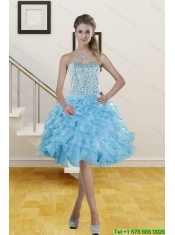 2015 Beautiful Sweetheart Knee Length Prom Dresses with Beading