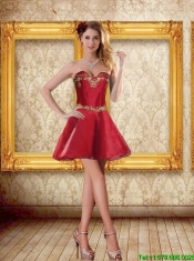 2015 Cheap Sweetheart Wine Red Short Prom Dresses with Beading