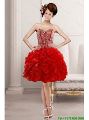 2015 Elegant Sweetheart Prom Dresses with Beading and Ruffles
