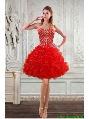2015 New Style Sweetheart Prom Dresses with Beading and Ruffles
