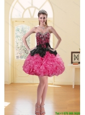 2015 Newest Puffy Appliques Multi Color Christmas Party Dresses in Black