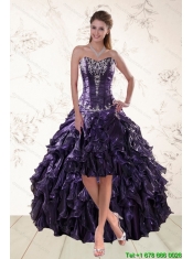 2015 Purple High Low Christmas Party Dresses for Spring