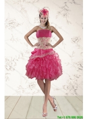 2015 Strapless Christmas Party Dresses with Appliques and Ruffles