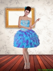 Beautiful Sweetheart High Low Ruffles Cheap Dama Dresses in Multi Color