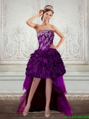 Dark Purple Strapless Sexy Prom Dresses with Embroidery and Ruffles Dark Purple Strapless Sexy Prom Dresses with Embroidery and Ruffles