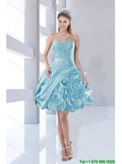 Discount Beaded Sweetheart High Low Ruffled Dama Dresses for 2015