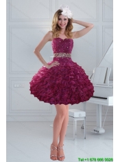Fashionable Beaded Strapless Ruffled Dama Dresses for 2015