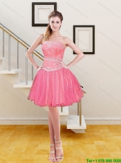 Gorgeous Beading and Embroidery 2015 Dama Dresses in Hot Pink