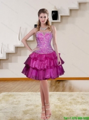 Luxurious Multi color Ruffled Embroidery Dama Dresses in Fuchsi