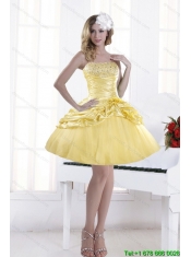 Perfect Beaded Strapless 2015 Prom Dresses with Pick Ups