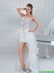 2015 Ball Gown Sweetheart White Junior Dresses with Ruffles and Beading