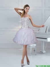 2015 Ball Gown Sweetheart White Junior Dresses with Ruffles and Beading