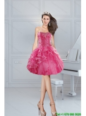 2015 Gorgeous Pink Sweetheart Junior Dresses with Beading and Ruffles